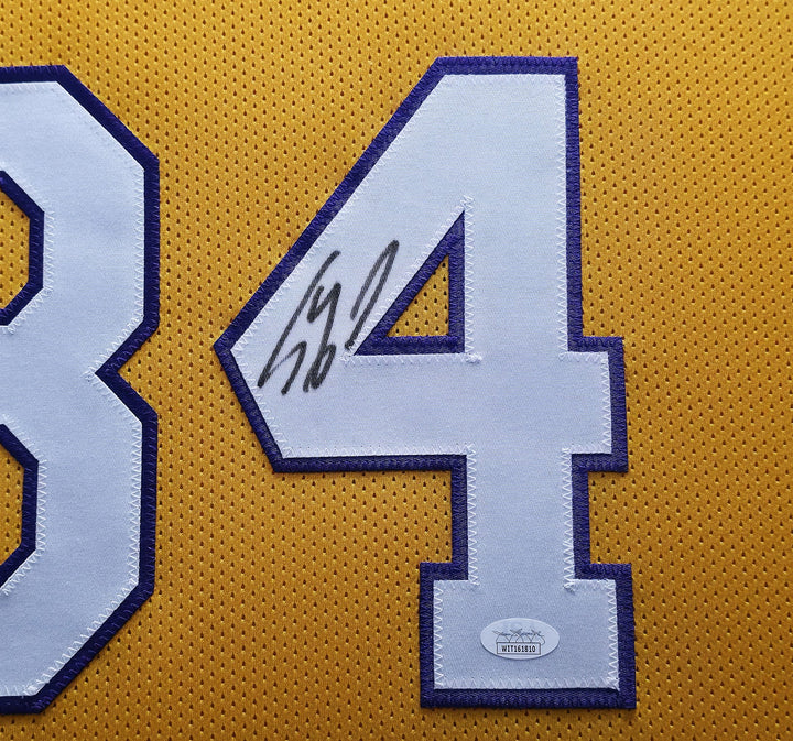 Los Angeles Lakers Shaquille O'Neal Signed Framed Gold Jersey JSA Witness