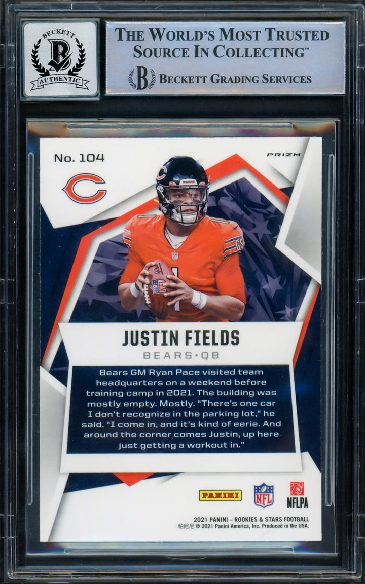 Justin Fields Auto 2021 Panini Rookie Stars Pulsar Prizm RC 104 Sig 10 Beckett