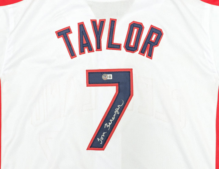 Tom Berenger Auto Signed White Jersey Major League Jake Taylor Beckett Witness