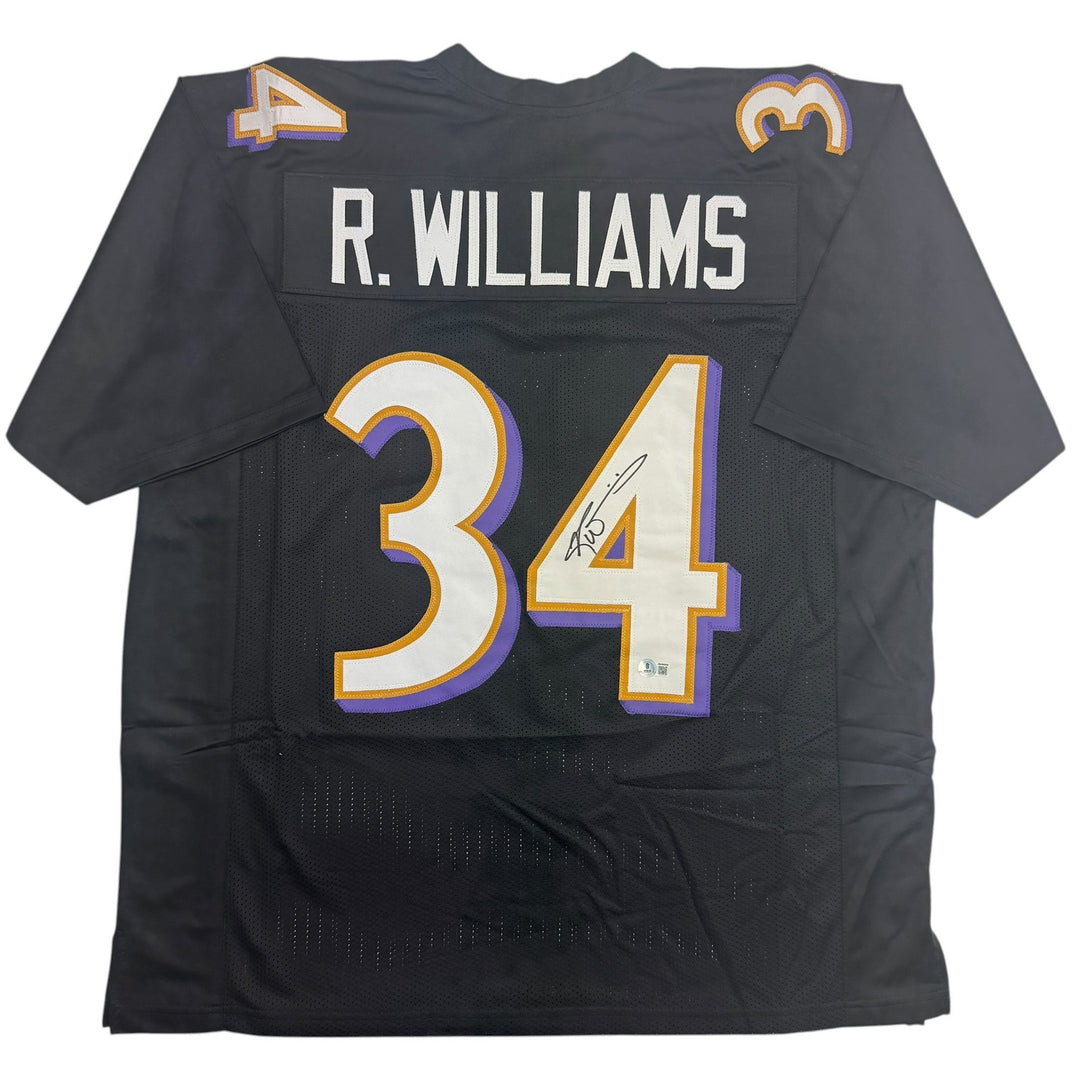 Autographed/Signed Ricky Williams Baltimore Black Football Jersey Beckett COA