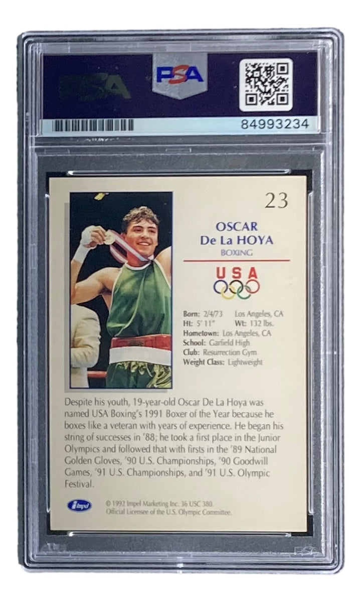 Oscar De La Hoya Signed 1992 Impel Olypicards #23 Rookie Card PSA/DNA