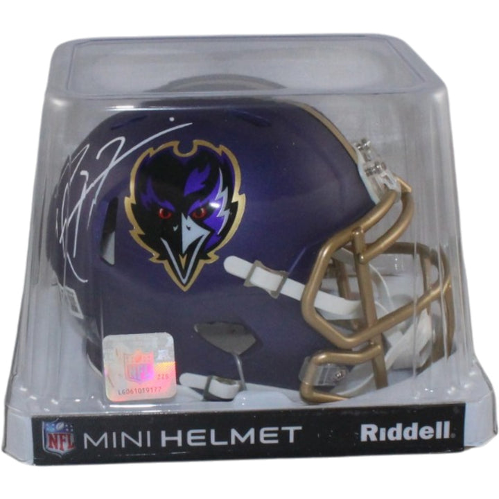 Ray Lewis Autographed Baltimore Ravens 24 Alt Mini Helmet Beckett WIT 55626