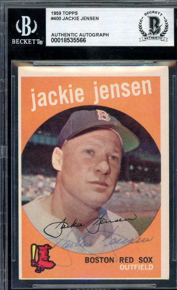 Jackie Jensen Beckett BAS Signed 1959 Topps Autograph