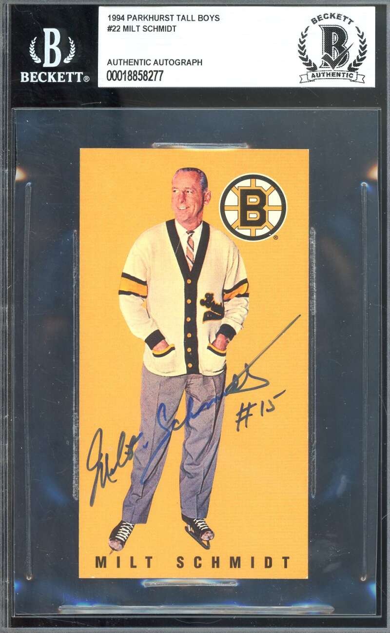 Milt Schmidt Beckett BAS Signed 1994 Parkhurst Tall Boys Autograph
