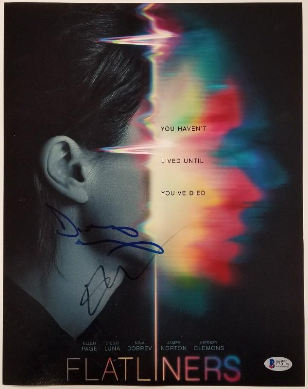 DIEGO LUNA + ELLEN PAGE Signed 11x14 Photo FLATLINERS ~ Beckett BAS COA