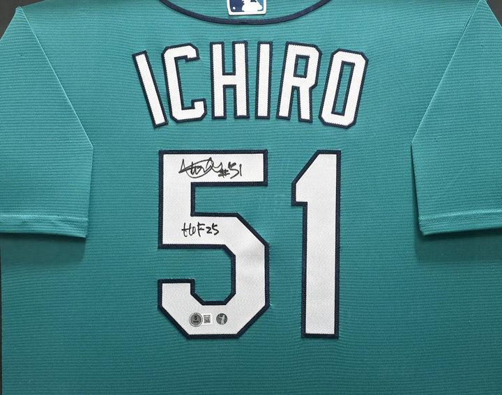 Mariners Ichiro Suzuki Signed Teal Nike Jersey IS Holo & "HOF 25" BAS Witness