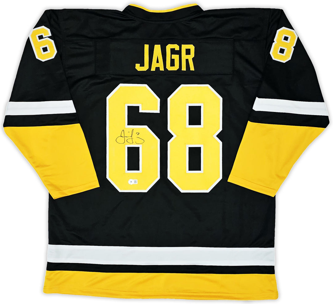 Pittsburgh Penguins Jaromir Jagr Signed Black & Yellow Jersey Beckett Witness