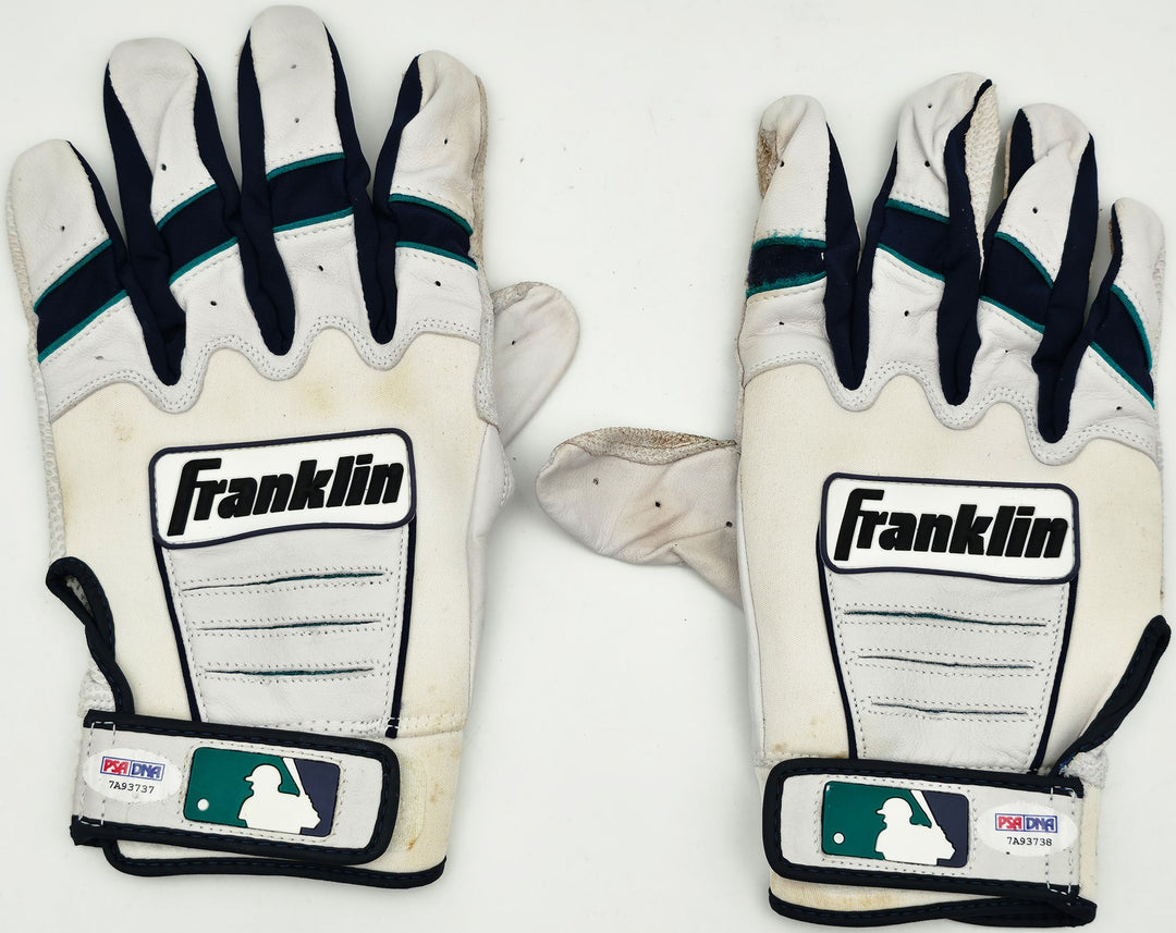 Robinson Cano Signed White & Blue Franklin Game Used Batting Gloves Mariners