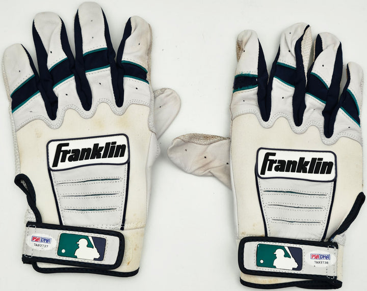 Robinson Cano Signed White & Blue Franklin Game Used Batting Gloves Mariners