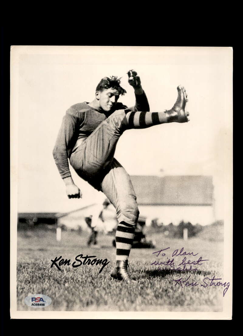 Ken Strong PSA DNA Signed 8x10 Photograph Giants Autograph