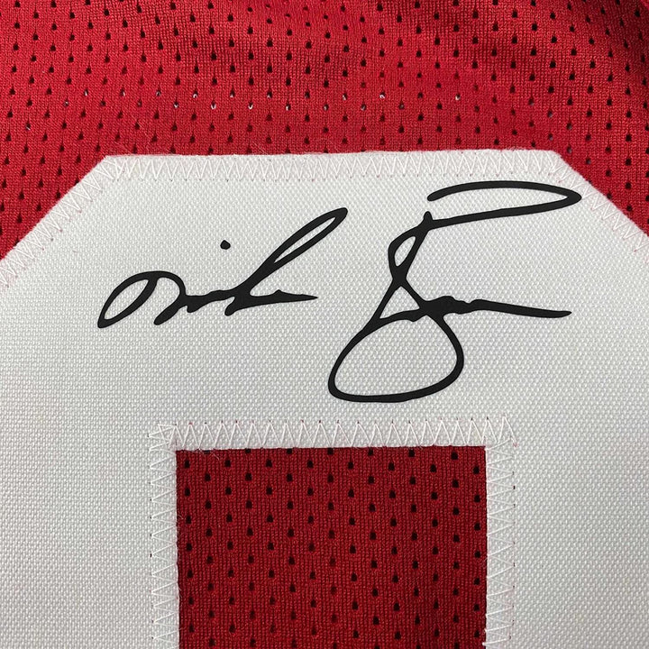 Framed Facsimile Autographed Mike Rozier 35x39 Nebraska Red Reprint Laser Auto C