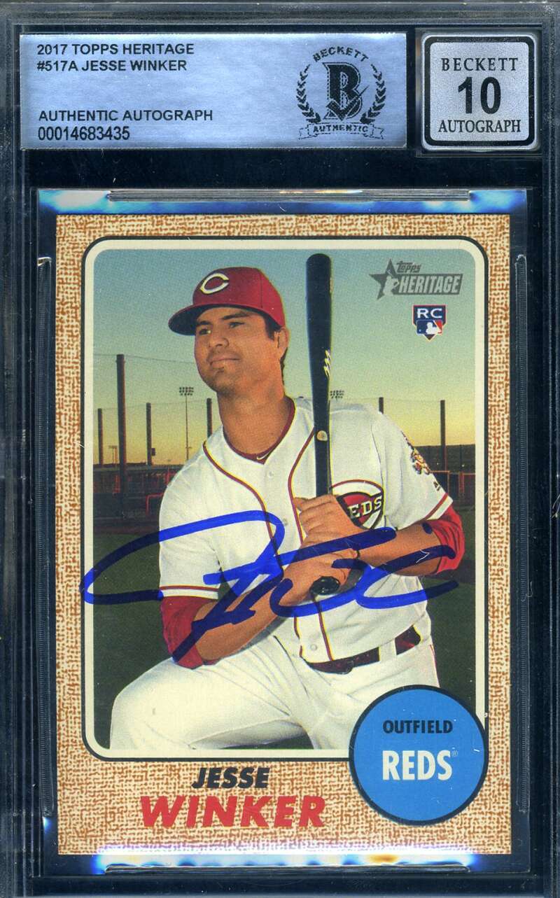 Jesse Winker Gem Mint 10 Beckett Signed 2017 Topps Heritage Autograph