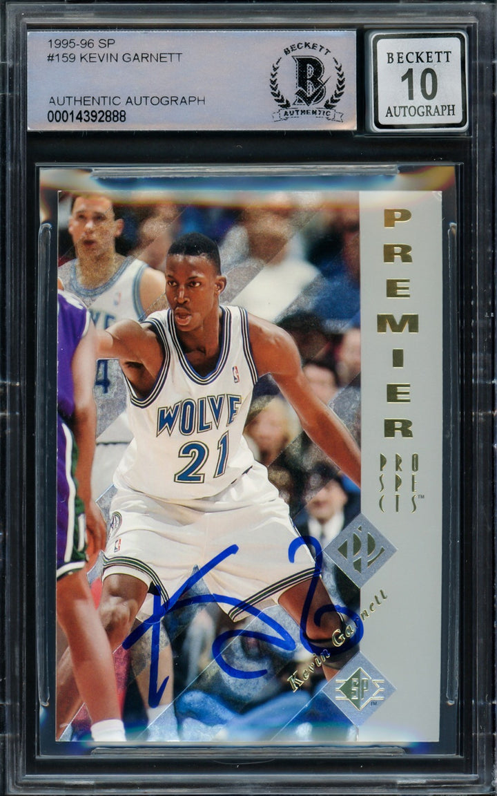 Kevin Garnett Signed 1995-96 SP Authentic RC 159 Timberwolves Auto GM 10 Beckett