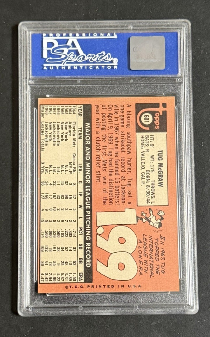1969 Topps Tug McGraw #601 SP PSA 8 Nm - Mint Razor Sharp Mets World Series Year
