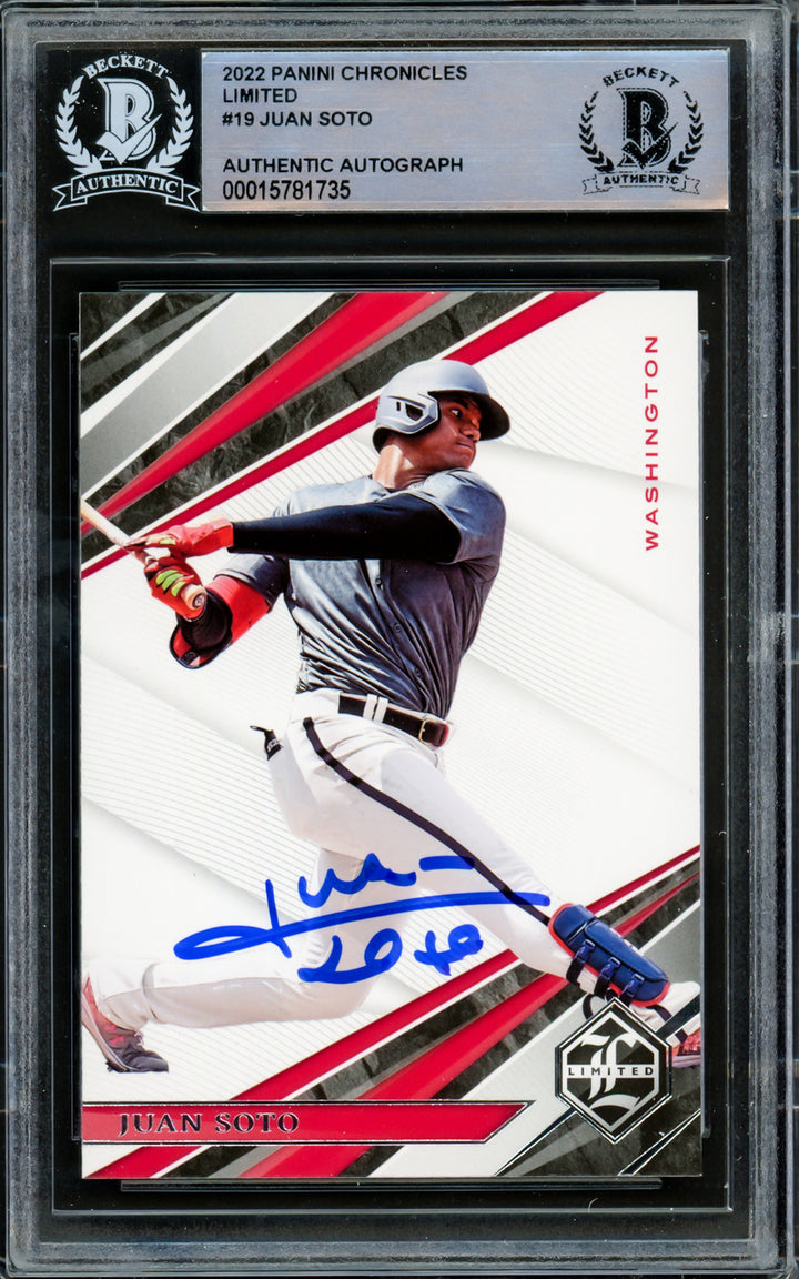 Juan Soto Autographed 2022 Panini Chronicles Limited Card Yankees Beckett
