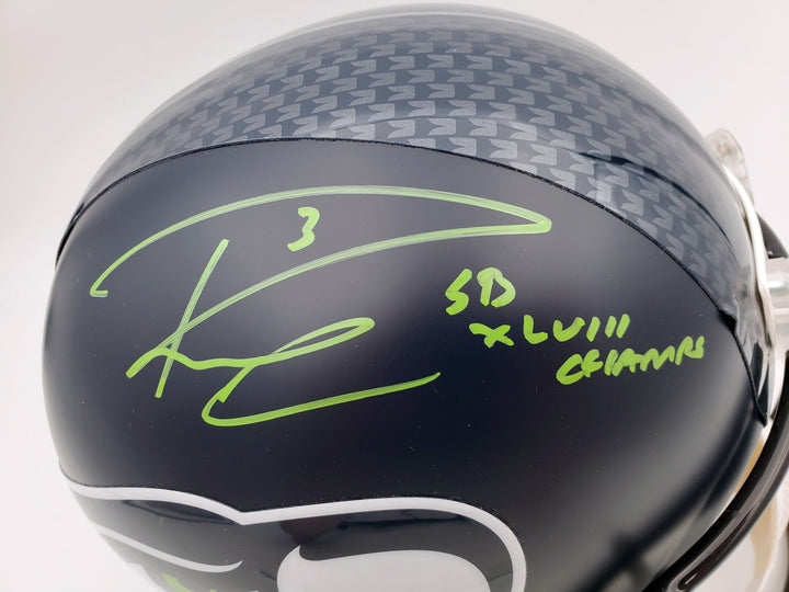 Russell Wilson Signed Seattle Seahawks Full Size Replica Helmet In Green RW Holo