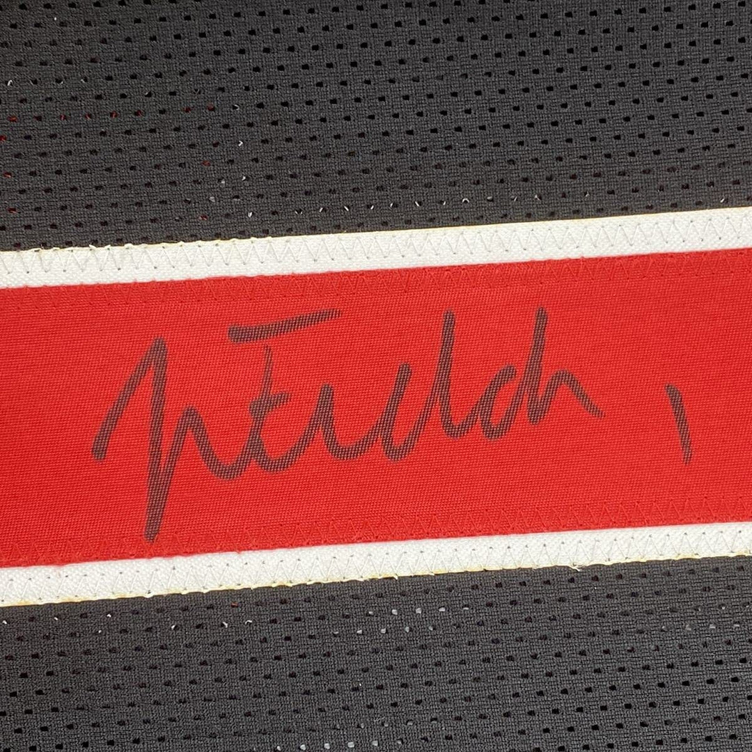 Autographed/Signed JUSTIN FIELDS Ohio State Black College Jersey Beckett BAS COA