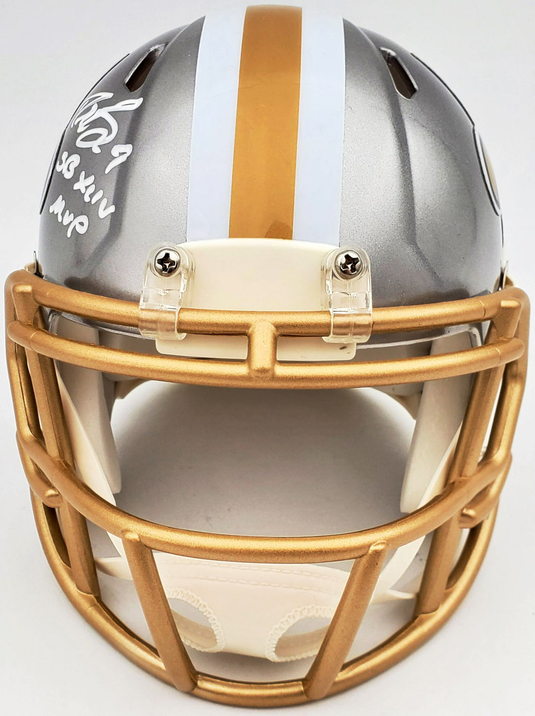 Drew Brees Signed Saints Flash Silver Speed Mini Helmet "SB XLIV MVP" Beckett