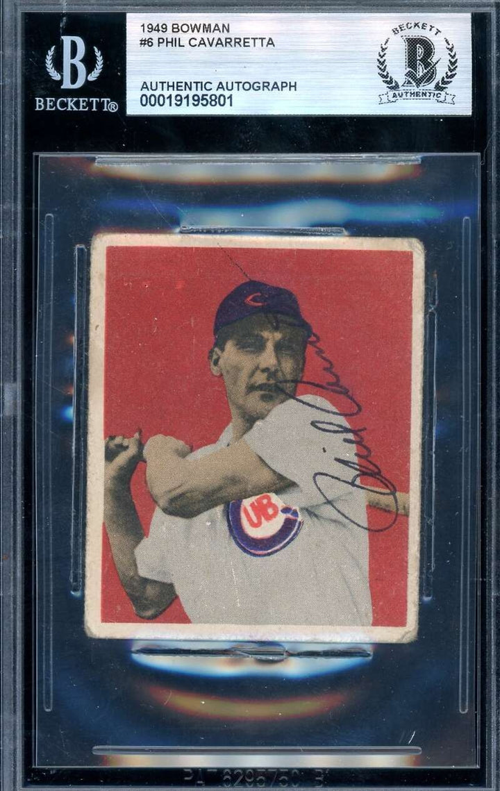 Phil Cavarretta Beckett BAS Signed 1949 Bowman Rookie Autograph