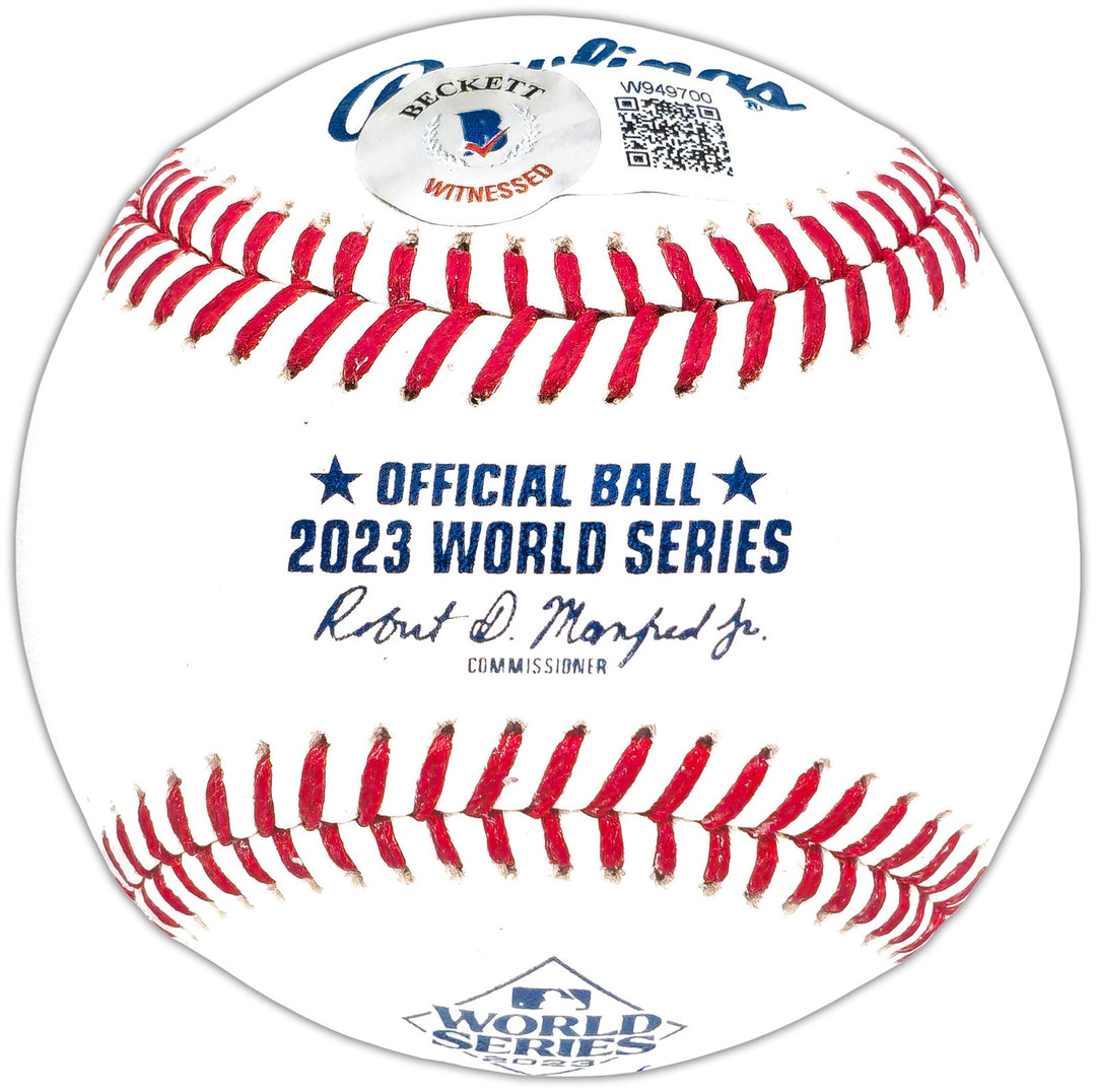 Josh Jung Auto Official 2023 WS Logo MLB Baseball Rangers "23 WS Champs" Beckett