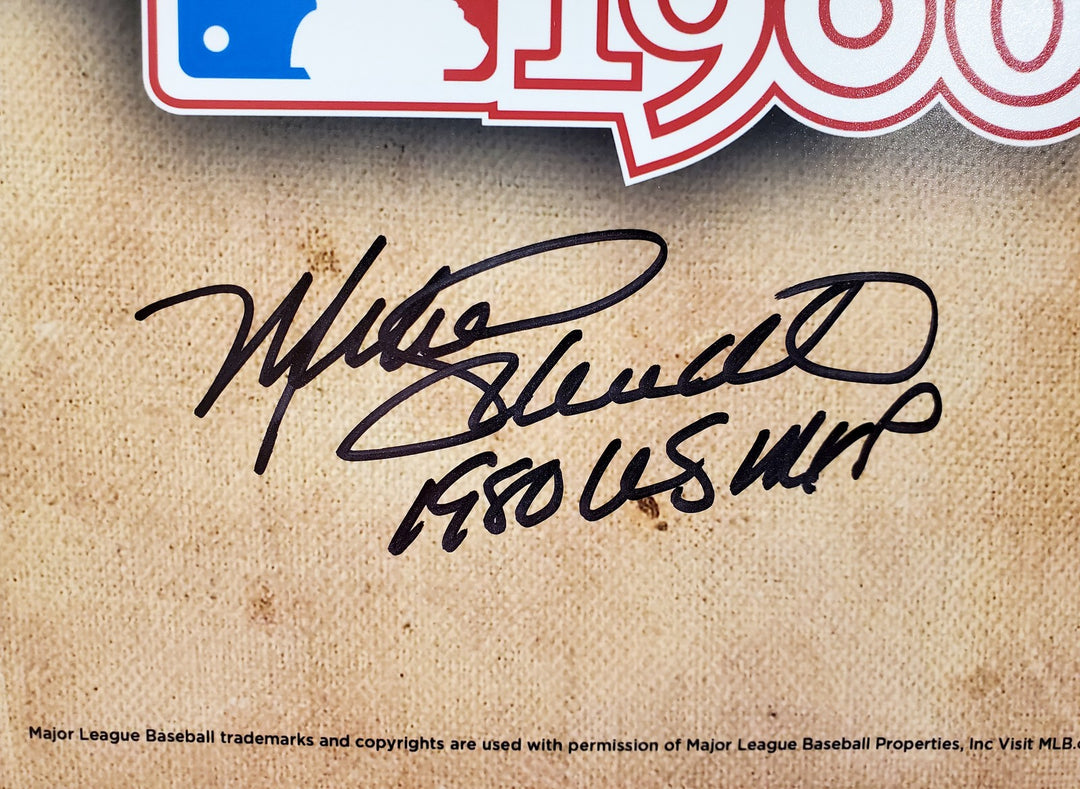1980 WS Champ Phillies Auto 16x20 Photo - Pete Rose, Schmidt & Carlton MLB Holo