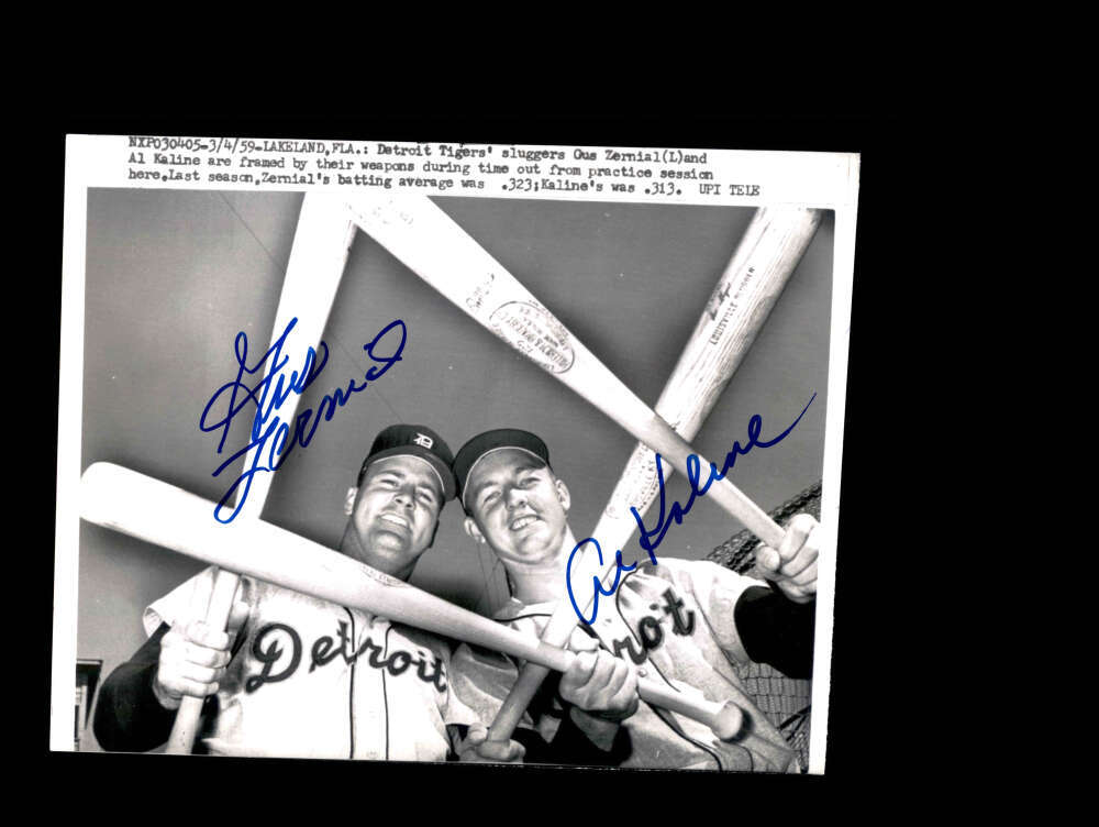 Al Kaline Gus Zernial PSA DNA Signed 1959 7x9 Photo Autograph Tigers