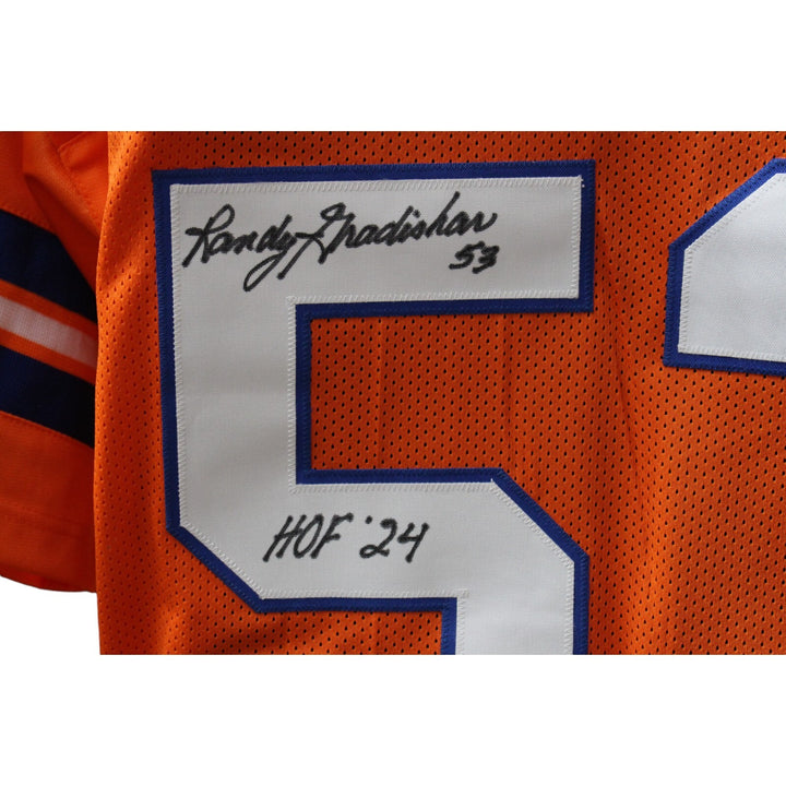 Randy Gradishar Autographed/Signed Pro Style Orange XL Jersey HOF Beckett 44574