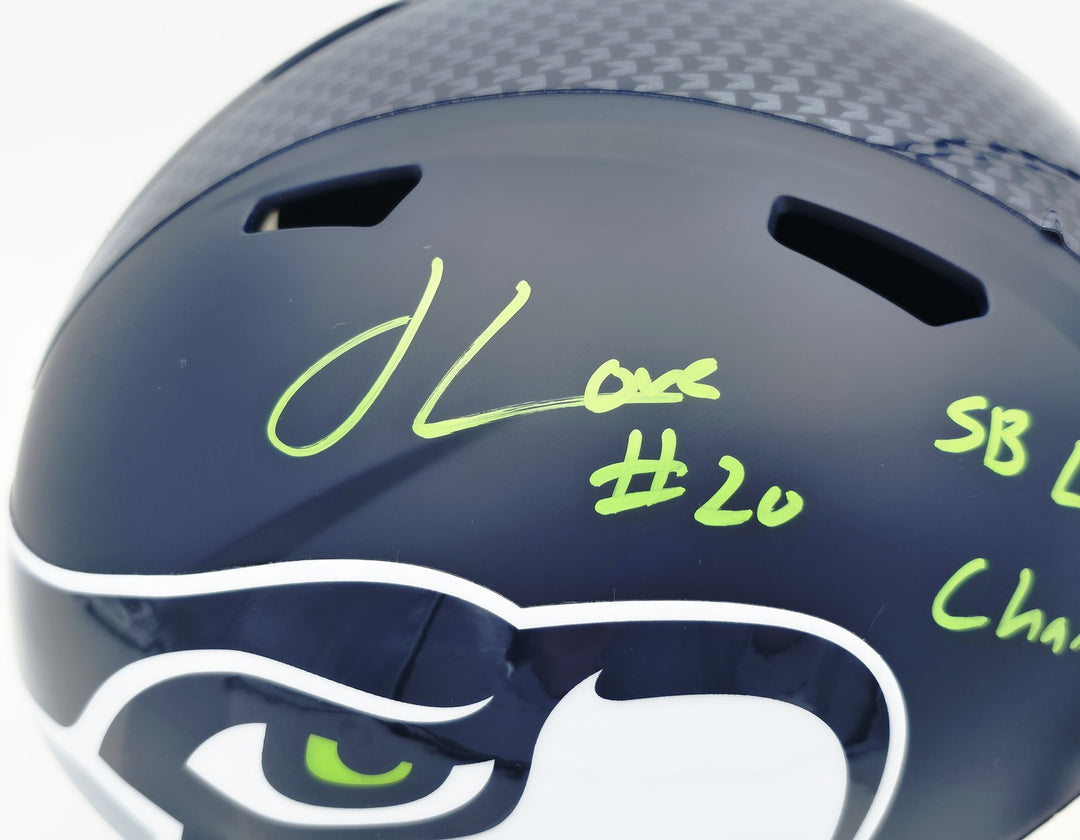 Julian Love Signed Seattle Seahawks Blue Full Size Speed Replica Helmet MCS Holo