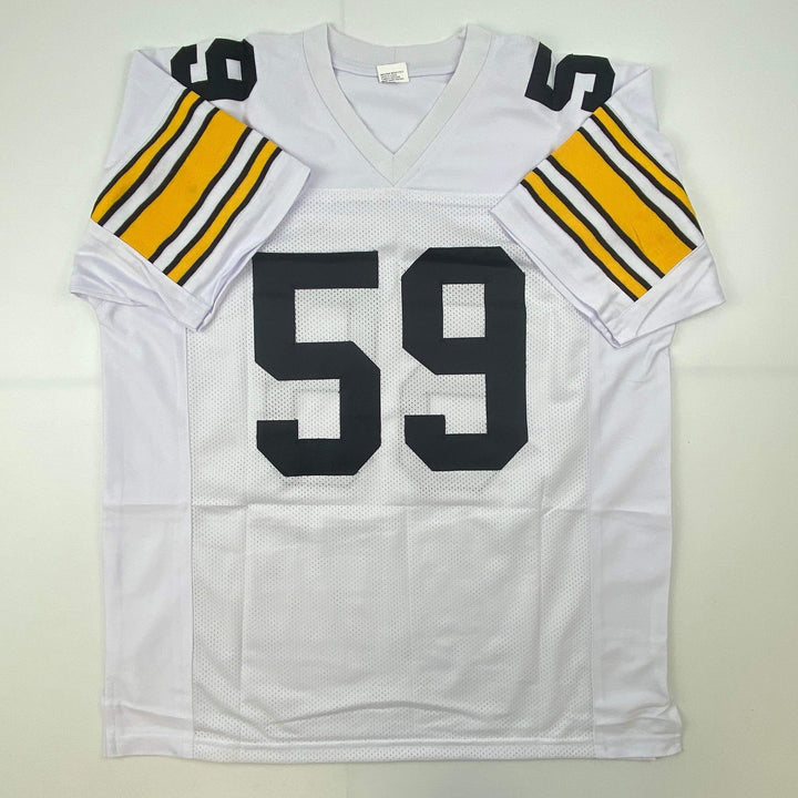 Autographed/Signed JACK HAM HOF 88 Pittsburgh White Football Jersey JSA COA
