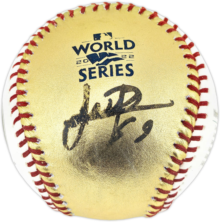 Framber Valdez Auto Off. Gold 2022 WS Logo Baseball Astros Beckett Wit W539255
