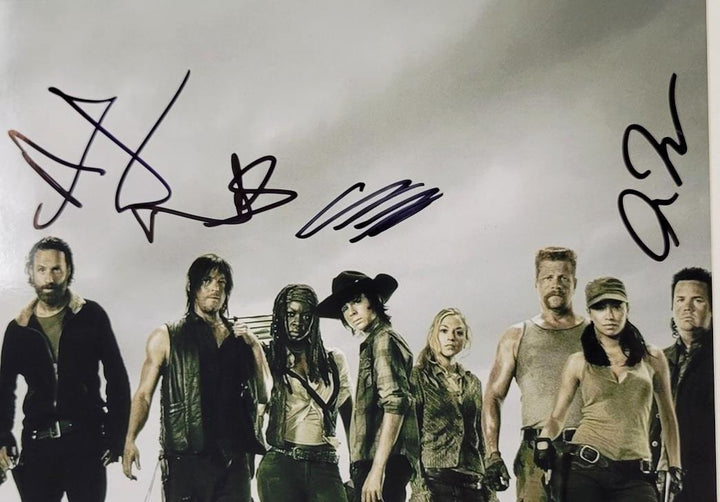 The Walking Dead Cast (5) signed 12x18 photo Lincoln Reedus Riggs autograph PSA