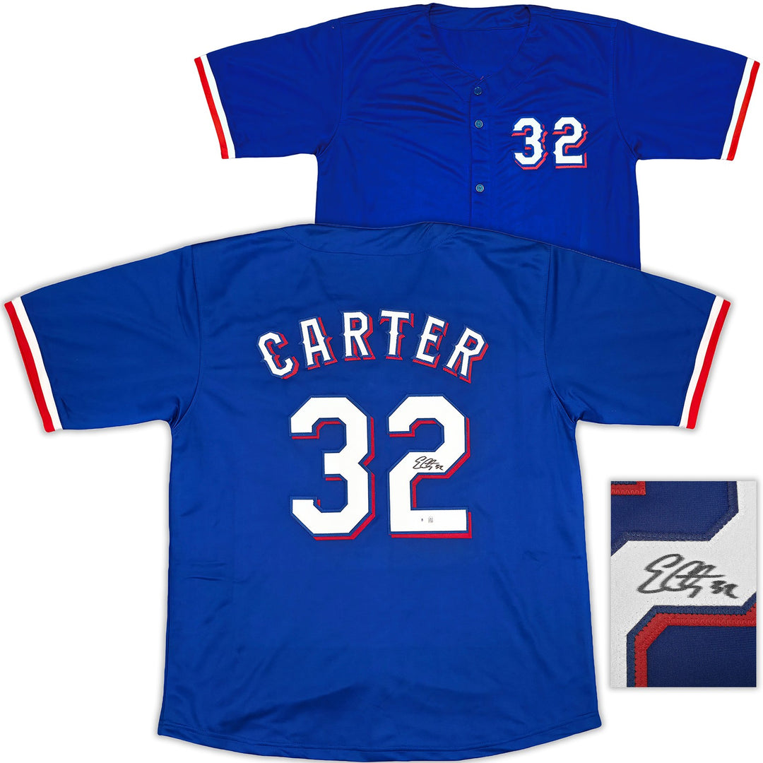 Texas Rangers Evan Carter Signed Blue Jersey Beckett Witness