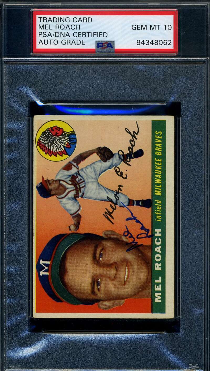 Mel Roach PSA DNA Gem Mint 10 Signed 1955 Topps Autograph