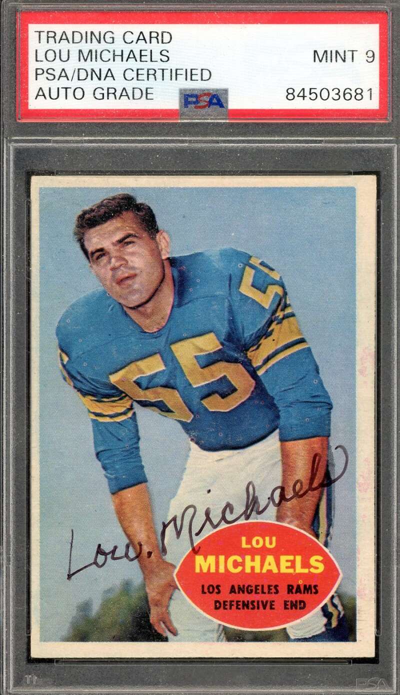 Lou Michaels Mint 9 PSA DNA Signed 1960 Topps Rookie Autograph