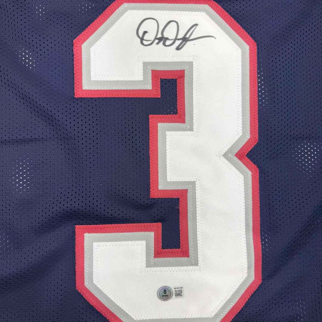 Autographed/Signed DeMario Douglas New England Blue Jersey Beckett BAS COA