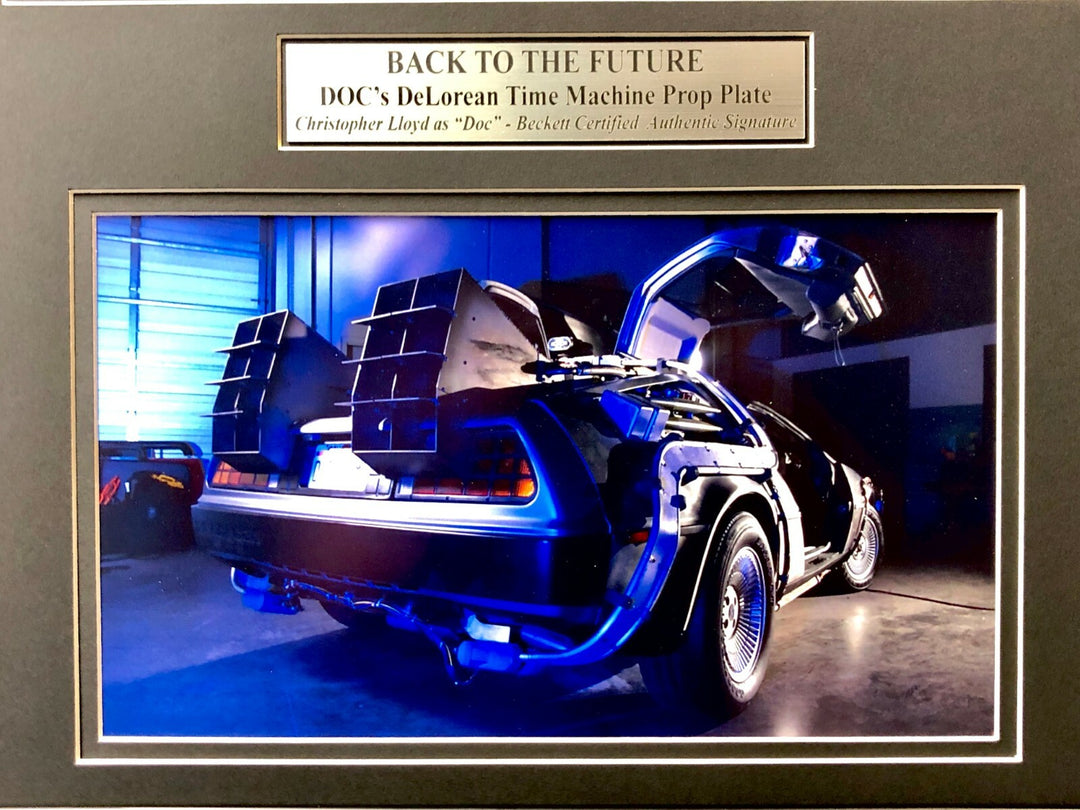 Back to the Future Signed Christopher Lloyd Movie Car License Plate Framed BAS