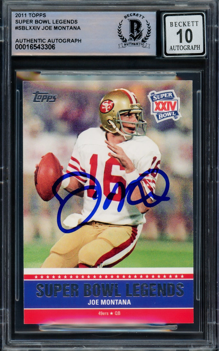 Joe Montana Auto 2011 Topps SB Legends Card SBL-XXIV 49ers Auto 10 Beckett