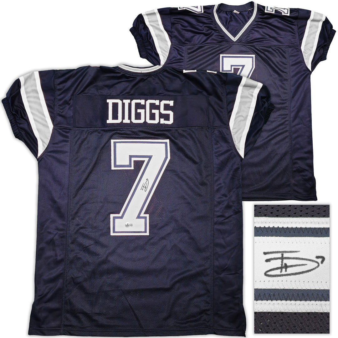 Dallas Cowboys Trevon Diggs Autographed Signed Blue Jersey Beckett BAS QR