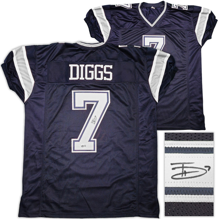 Dallas Cowboys Trevon Diggs Autographed Signed Blue Jersey Beckett BAS QR