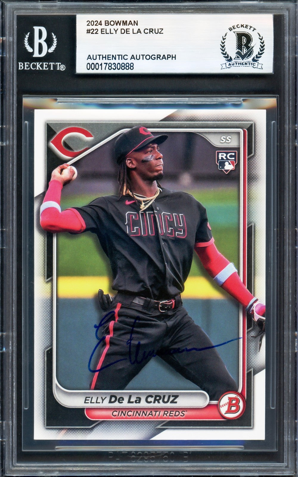 Elly De La Cruz Signed 2024 Bowman RC 22 Cincinnati Reds Beckett