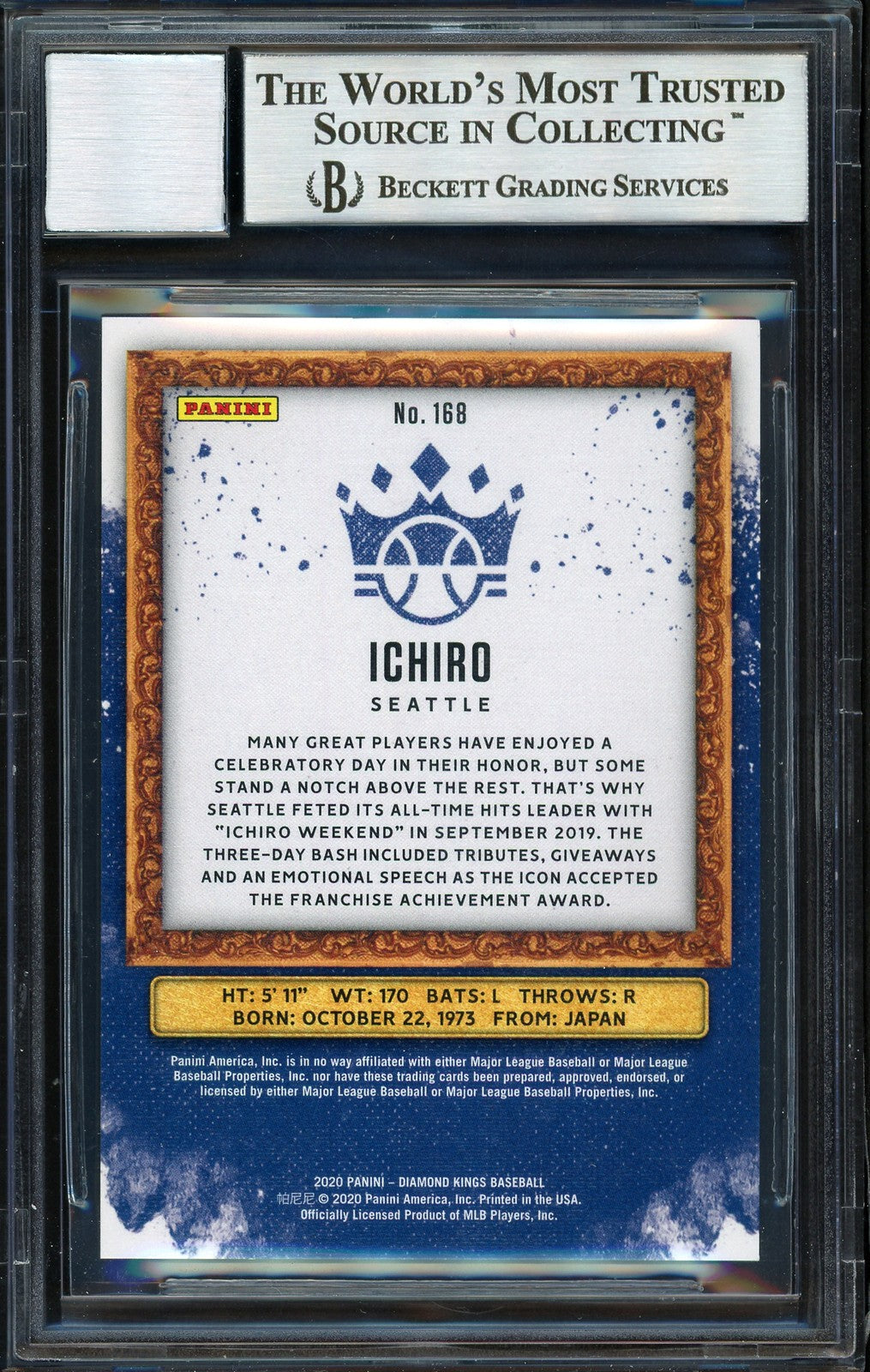 Ichiro Suzuki Auto 2020 Panini Donruss Diamond Kings Gray Frame Card 168 Sig 10