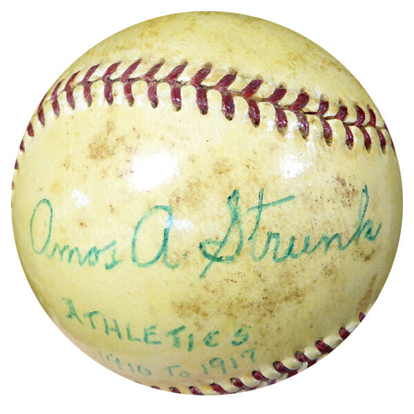 Amos Strunk Auto Official AL Harridge Baseball Philadelphia A's Vintage Beckett