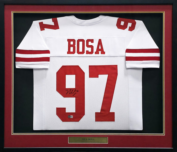 San Francisco 49ers Nick Bosa Signed Framed White Jersey Beckett Witness