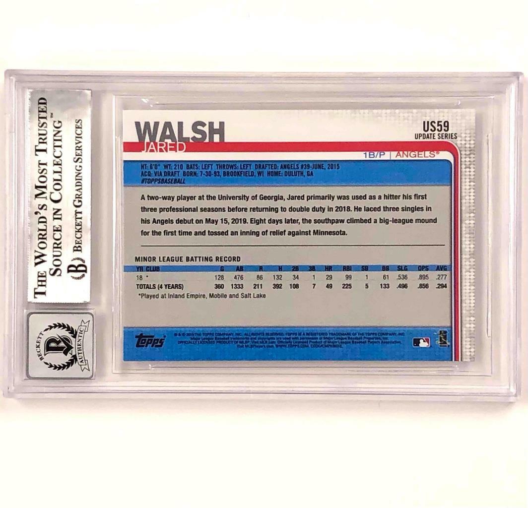 Jared Walsh autograph signed 2019 Topps Update US59 RC rookie BAS BGS 10 Auto