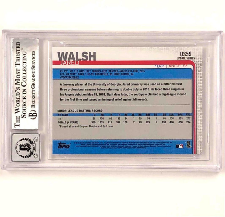 Jared Walsh autograph signed 2019 Topps Update US59 RC rookie BAS BGS 10 Auto