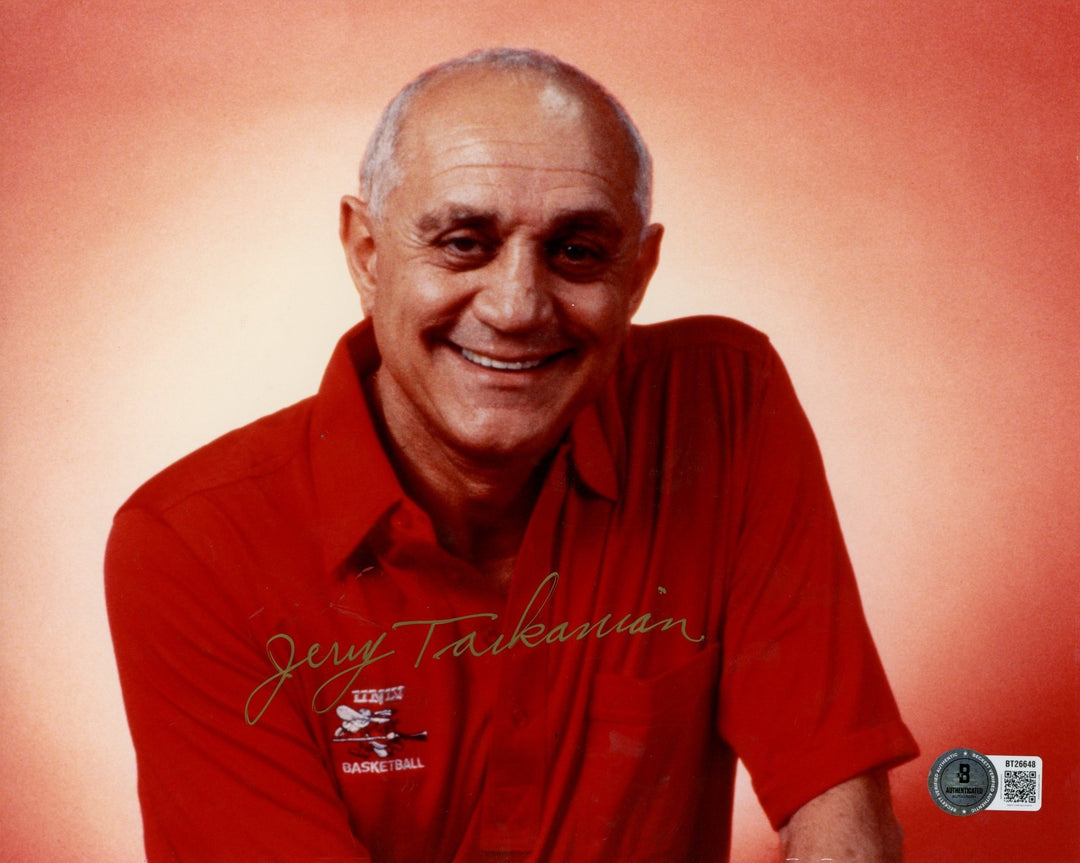 Jerry Tarkanian Autographed/Signed UNLV Rebels 8x10 Photo Red Polo Beckett 56635