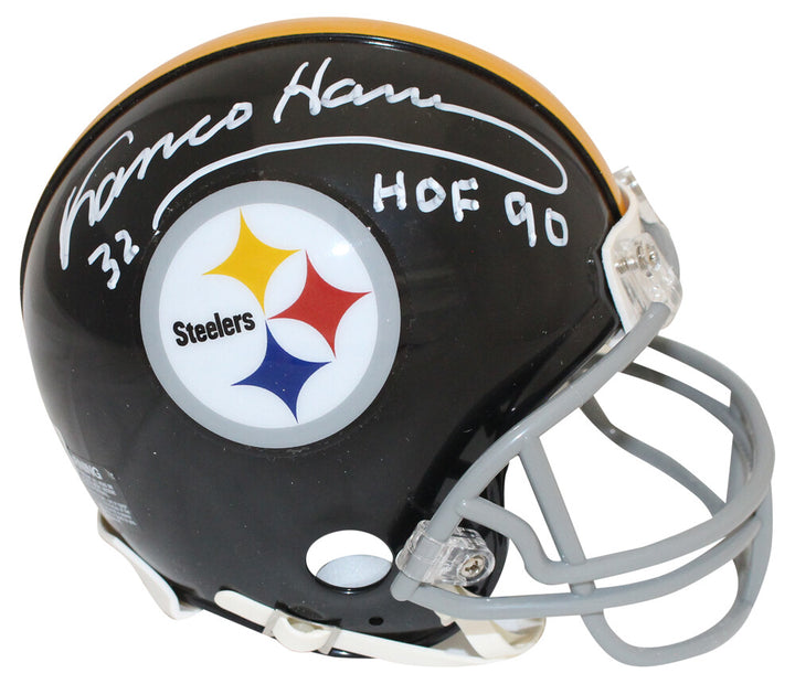 Franco Harris Signed Pittsburgh Steelers VSR4 63-76 Mini Helmet HOF BAS 39667