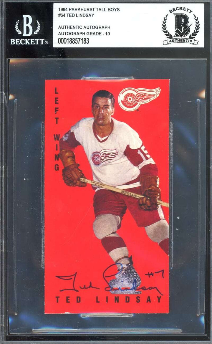 Ted Lindsay Gem Mint 10 Beckett BAS Signed 1994 Parkhurst Tall Boys Autograph