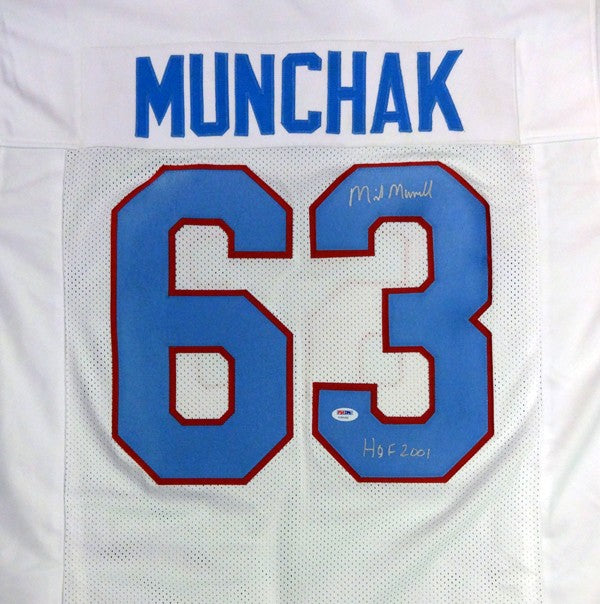 Houston Oilers Mike Munchak Autographed Signed White Jersey "HOF 2001" PSA/DNA