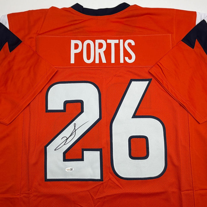 Autographed/Signed Clinton Portis Denver Current Orange Jersey JSA COA